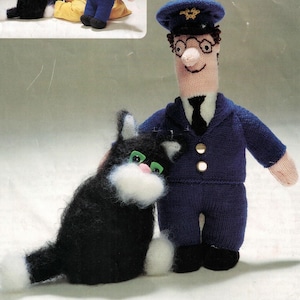 PDF Instant Download Knitting Pattern *Postman Pat And Cat* DK Weight And Mohair Yarn