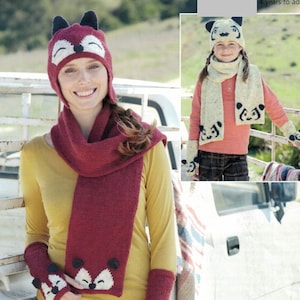 PDF Instant Download Knitting Pattern *Hats, Scarves and Wrist Warmers* DK Weight Yarn