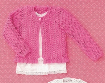 PDF Instant Download Knitting Pattern *Two Baby Lace Cardigans With Frill* DK Weight Yarn