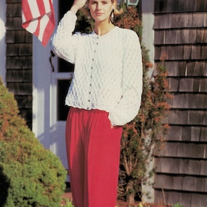 PDF Instant Download Knitting Pattern *Lady&#39;s Diamond Lace Cardigan* 4ply Weight Yarn