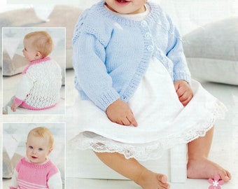 PDF Instant Download Knitting Pattern *Baby And Child's Jumper And Cardigan* DK Weight Yarn