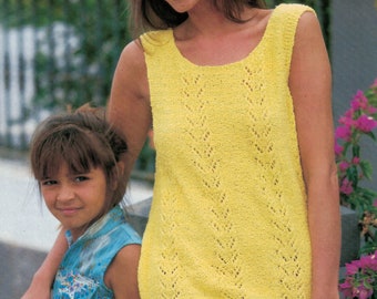 PDF Instant Download Knitting Pattern *Lady's DK Lacy Long Vest Top* Sirdar 8461