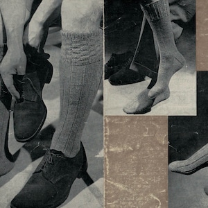Puede incluir: Collage en blanco y negro que presenta calcetines y zapatos. Una persona se pone zapatos marrones oscuros con calcetines grises. Otras imágenes muestran calcetines en pies y piernas.