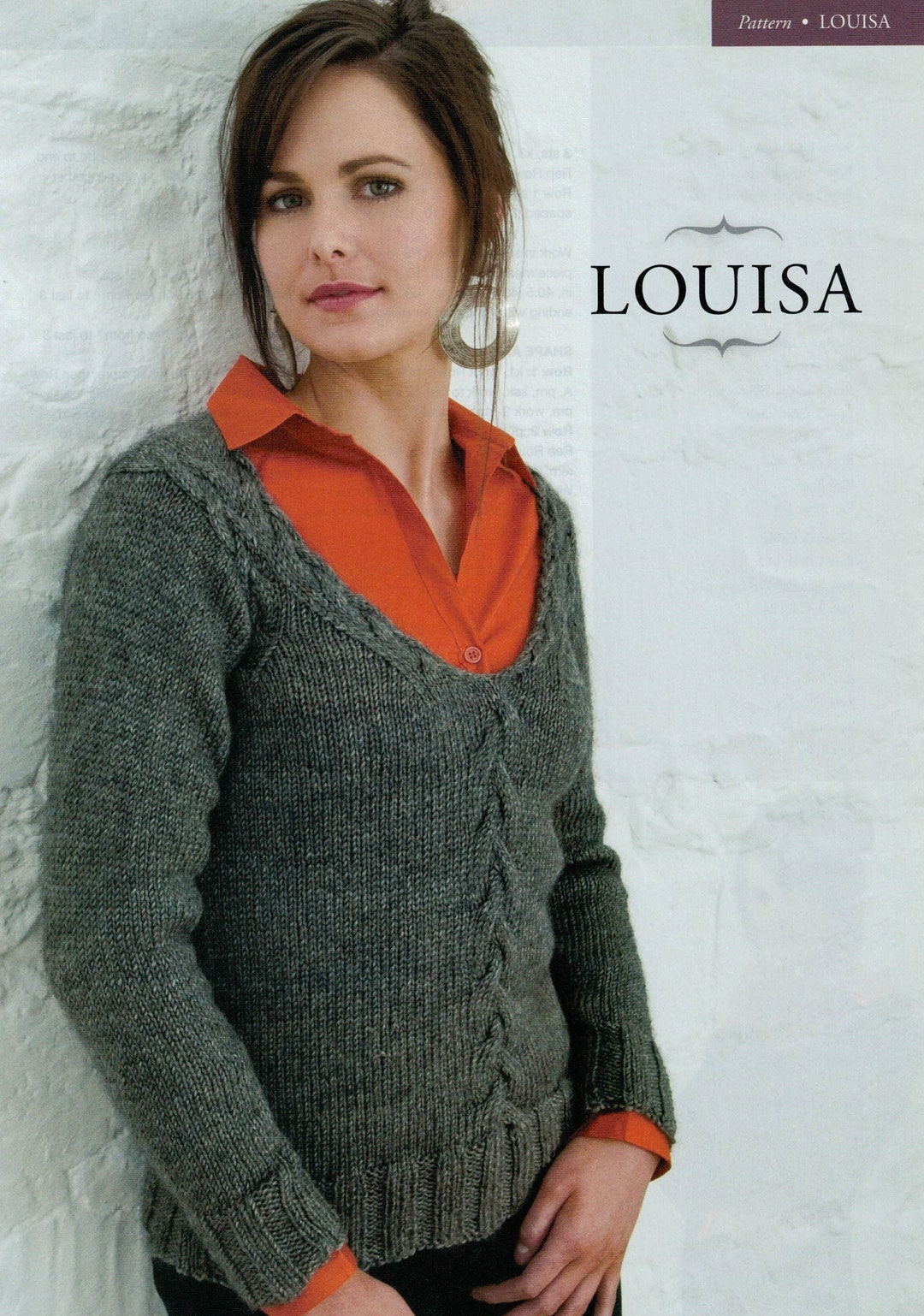 PDF Instant Download Knitting Pattern *woman's Deep V Neck Sweater With ...