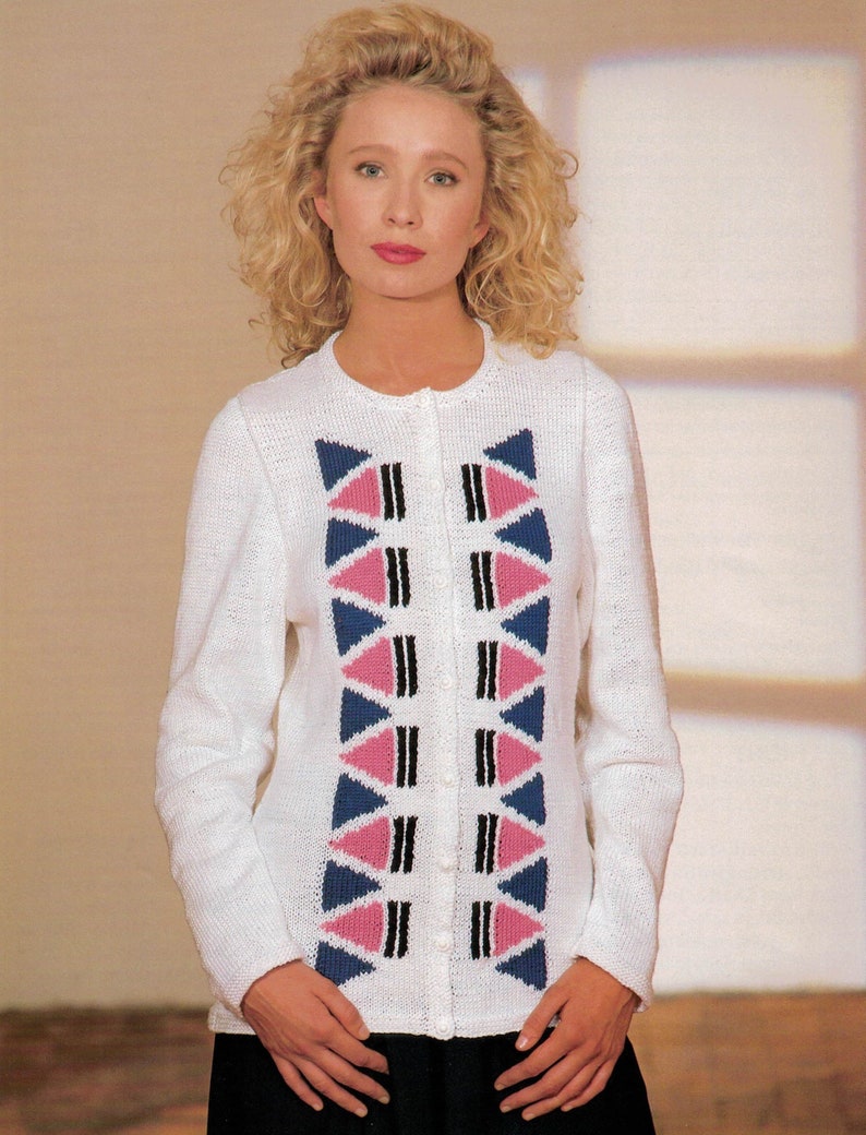 PDF Instant Download Knitting Pattern *Lady/'s DK Shaped Cardigan* Hayfield 00443