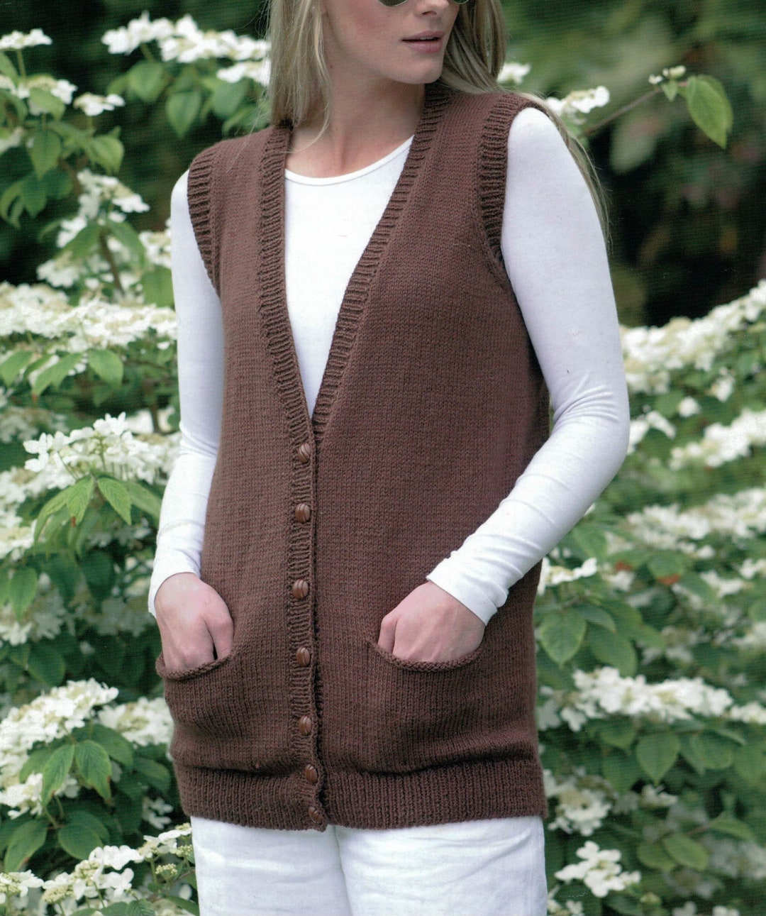PDF Instant Download Knitting Pattern ladies' Waistcoat and Cardigan