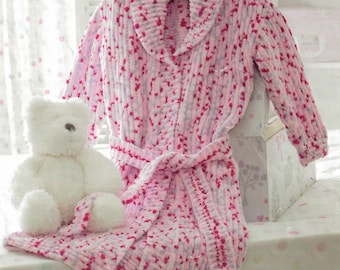 PDF Instant Download Knitting Pattern *Dressing Gown* Chunky Chenille Weight Yarn