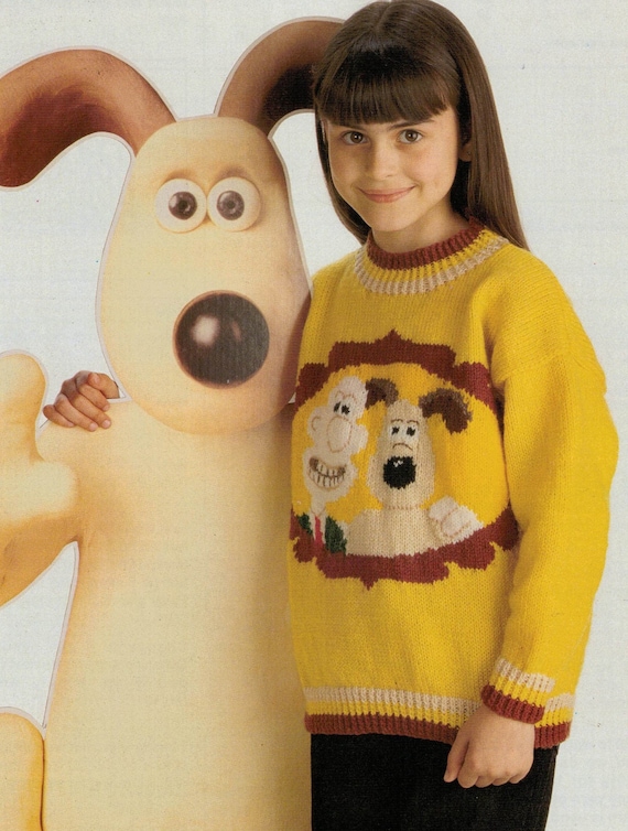 PDF Instant Download Knitting Pattern *child's Wallace and Gromit