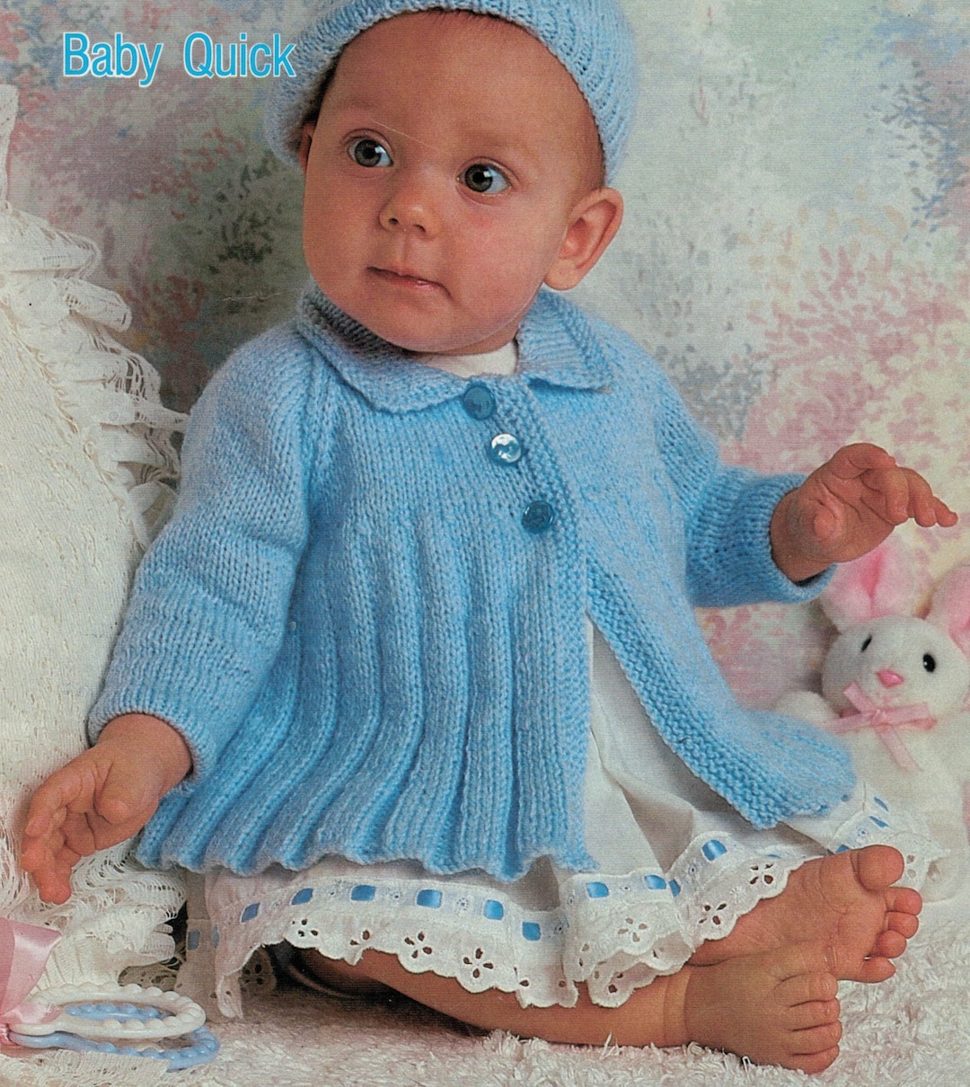 PDF Instant Download Knitting Pattern easy Baby Matinee and Jacket and