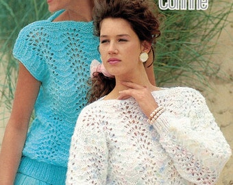 PDF Instant Download Knitting Pattern *Chunky Lacy Sweaters* Wendy 3093