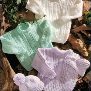 PDF Instant Download Knitting Pattern *Baby Cardigan, Sweater,  Tunic And Hat* Chunky Yarn