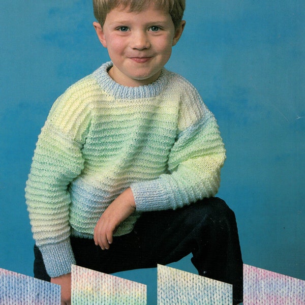 PDF Instant Download Knitting Pattern *Boy's Easy Knit Sweater* DK Yarn