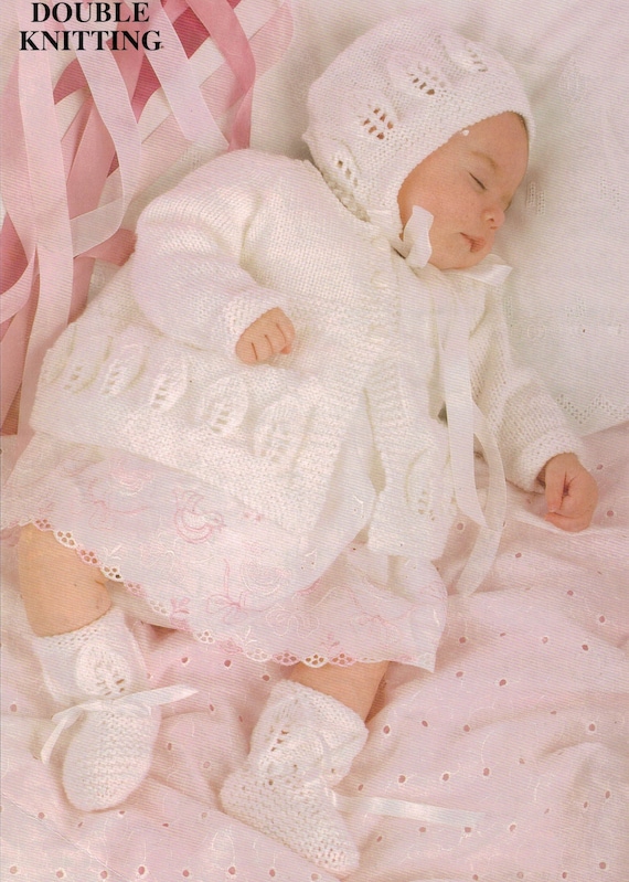PDF Instant Download Knitting Pattern *baby Matinee Coat, Bonnet