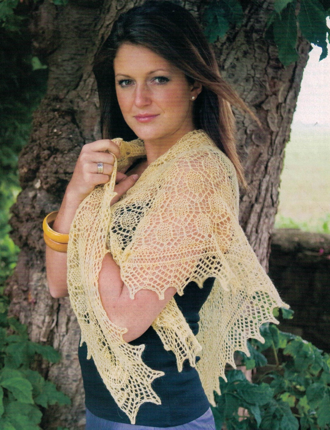 PDF Instant Download Knitting Pattern triangular Lace Shawl Optional Beading Lace Weight Yarn Etsy