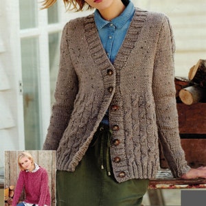 PDF Instant Download Knitting Pattern *Easy Knit Cable Cardigan And Jumper* Chunky Weight Yarn