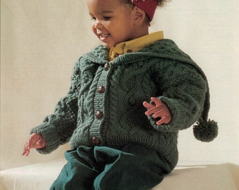 PDF Instant Download Knitting Pattern *Debbie Bliss Toddler's Sailor Collared Aran Jacket* Hayfield 4115