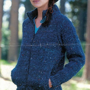 PDF Instant Download Knitting Pattern *Zip Up Jacket With Pockets* Chunky Yarn