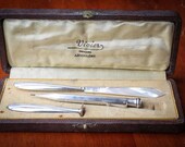 Gorgeous silver office set with hallmarks (boar 39 s head) and original case