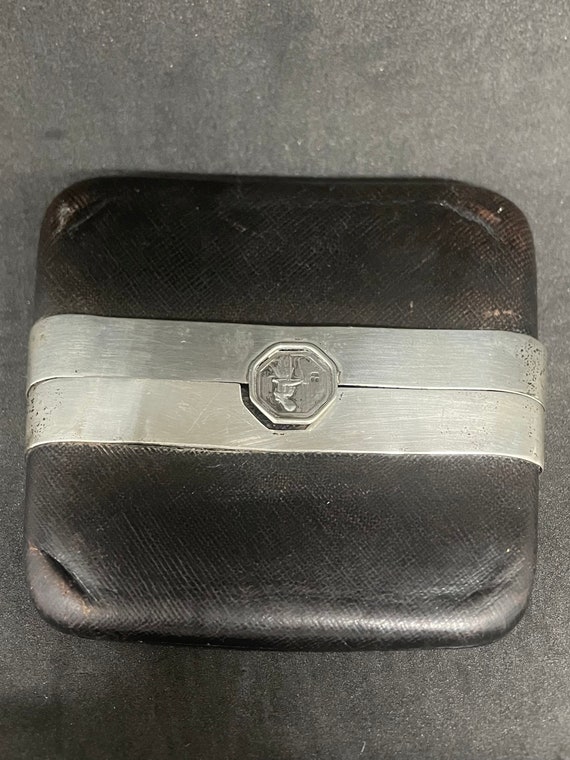 1900s leather and Silver cigarette case