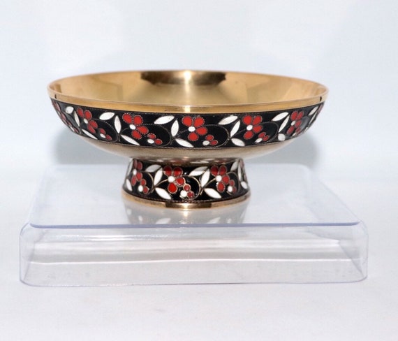 Rare  Cloisonné  916 Silver Caviar Bowl aus Kazakhstan