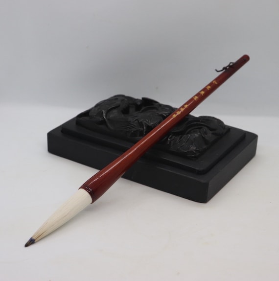 Chinese Caligraphy Ink Stone with beautiful carving with brush