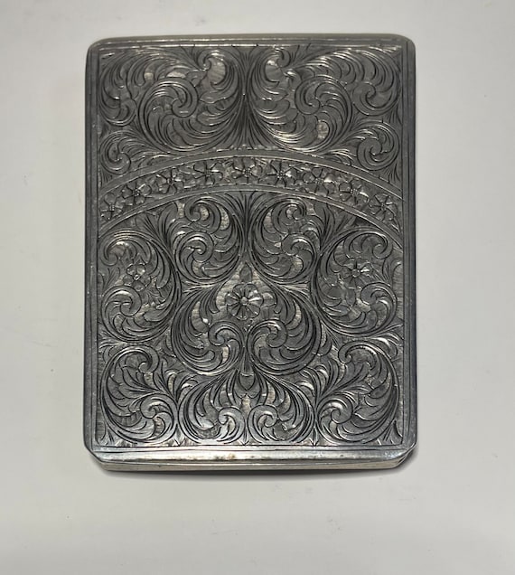 Engraved Silver antique  cigarette case