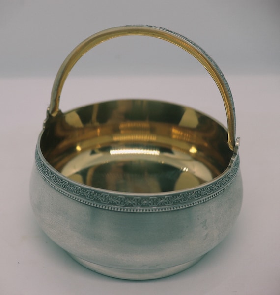 Antique  Silver Sweets basket aus  Kazakhstan 1950s