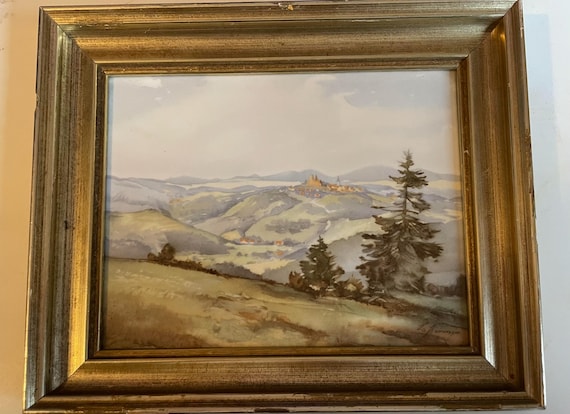 Rare German Painting on Porcelaine "Bürg Leithenberg"