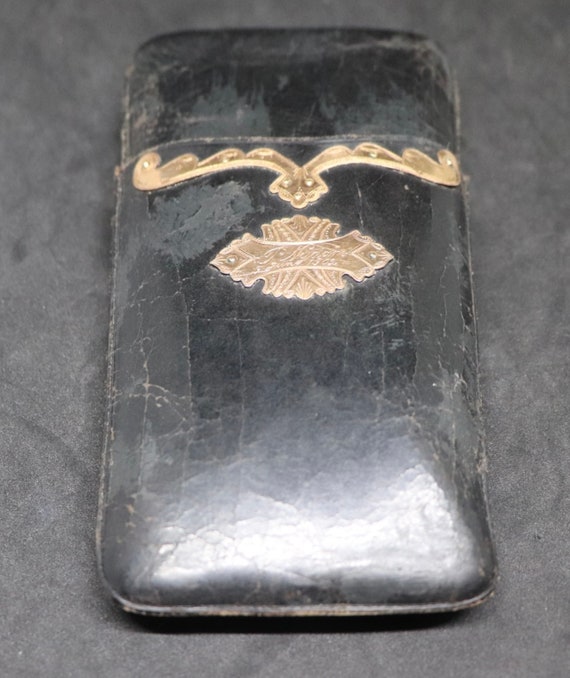 19 Century luxury leather and Gold Cigar Case