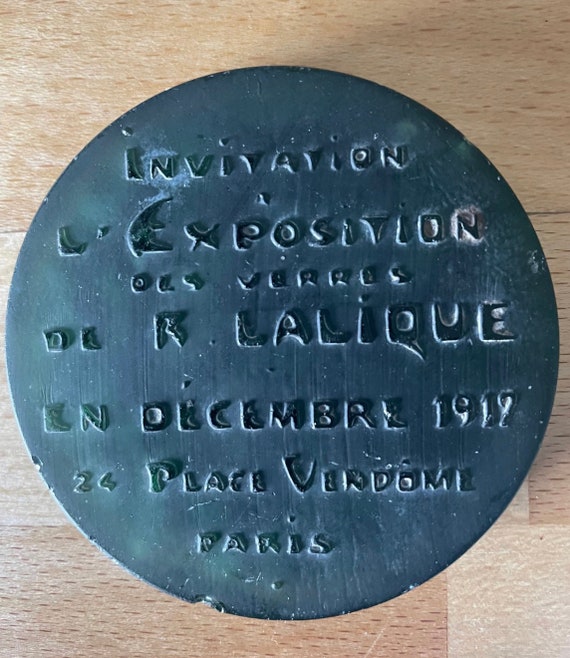 Rene Lalique Green Glass Invitation Medallion