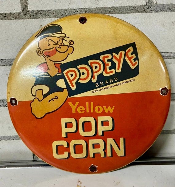 Popeye Enamel advertising shield