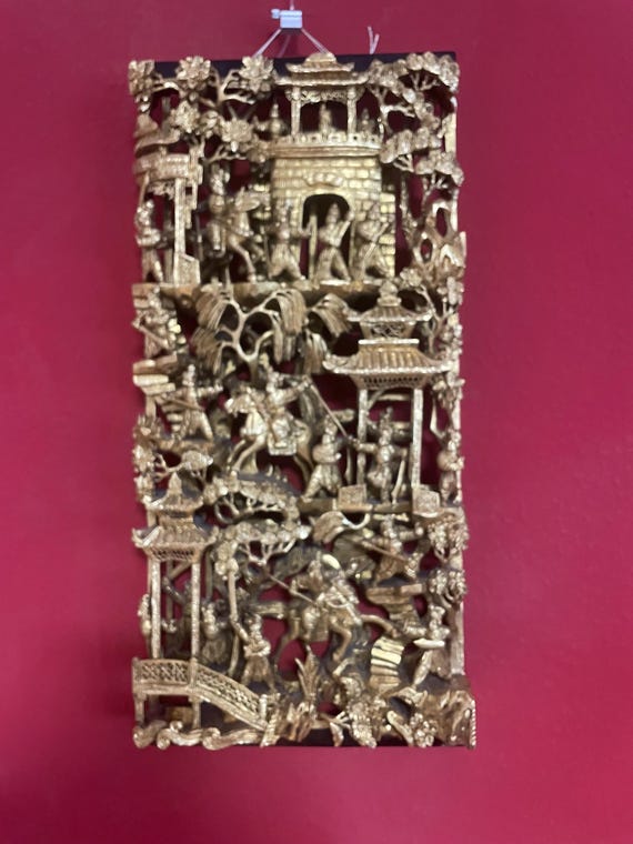 Gold hand carved Chinese Emperor panel