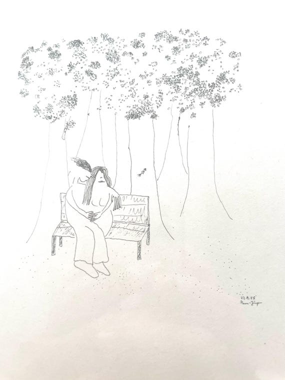 Couple sitting on a bench by HansJürgen 12.09.1975