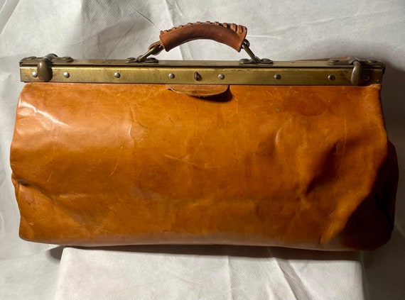 Vintage Italian large, soft  leather Doctors bag