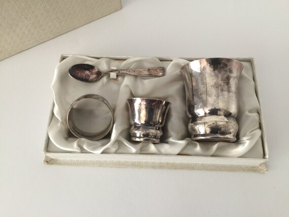 French Silver Plated Babies Christening Set