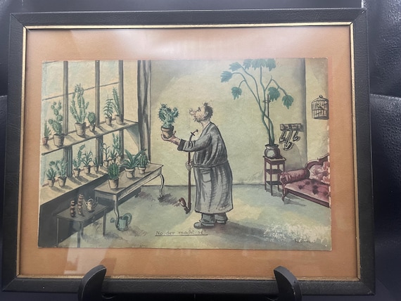 Original German Humorous Illustration – Signed K.F., 1932