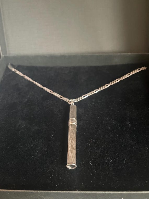 Victorian Silver Sluding Pencil with Niello Silver Chain