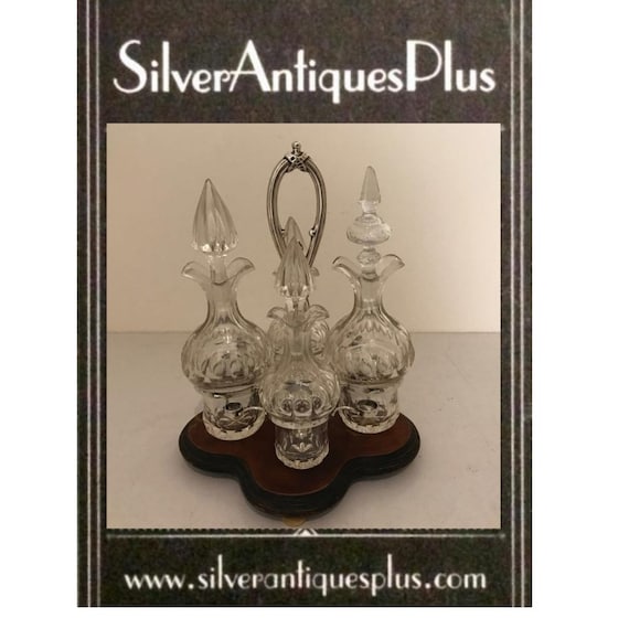 1873 Silver crystal spices set (9) - Biedermeier - Bone, Crystal, Mahogany, Silver