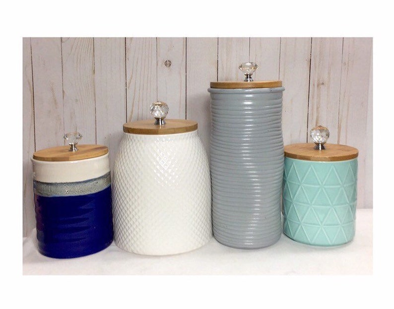 Nautical Coastal Rustic Kitchen Canisters Textured Glass Etsy