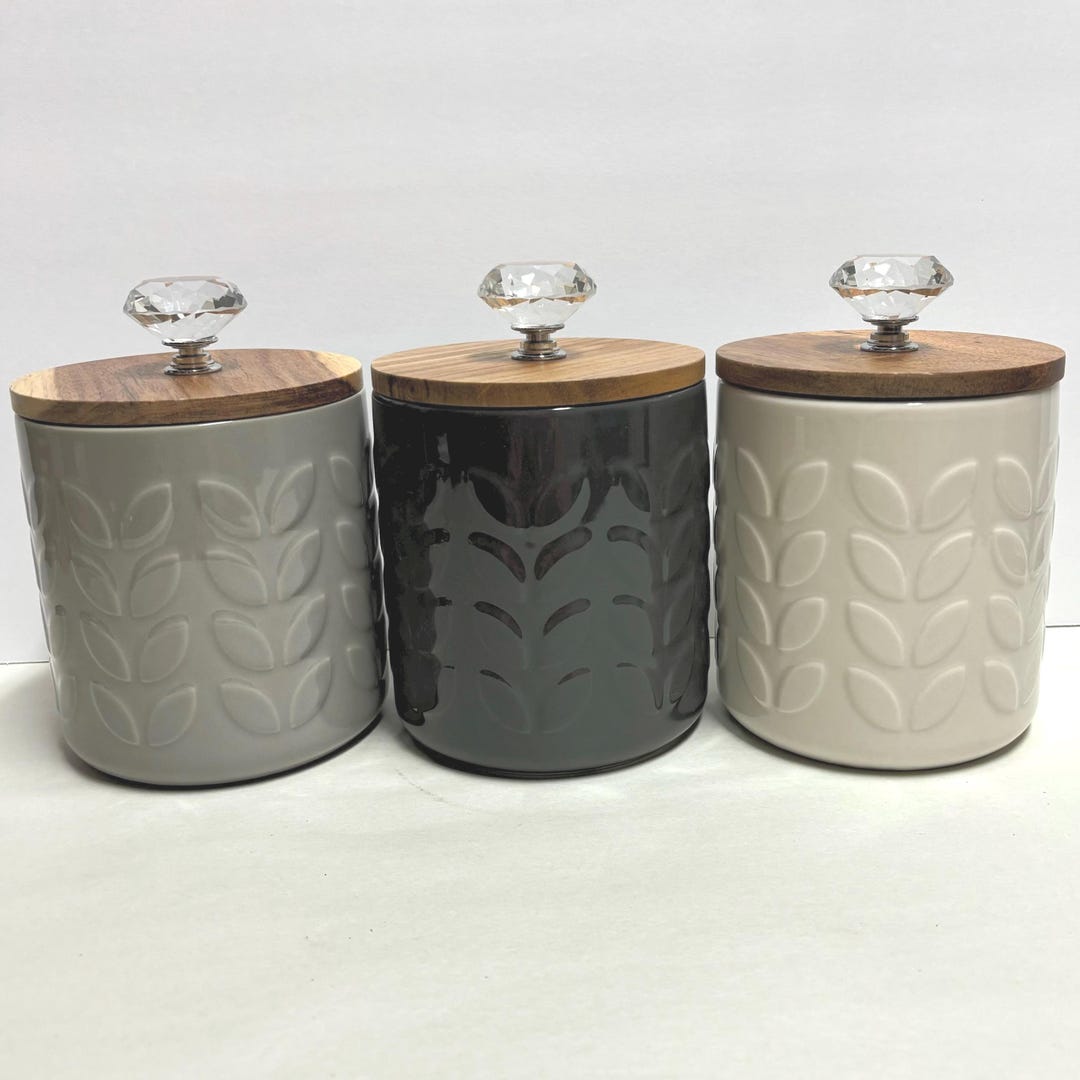 Boho Scandinavian Ceramic Canister Set of 3 Dark Gray, Light Gray ...