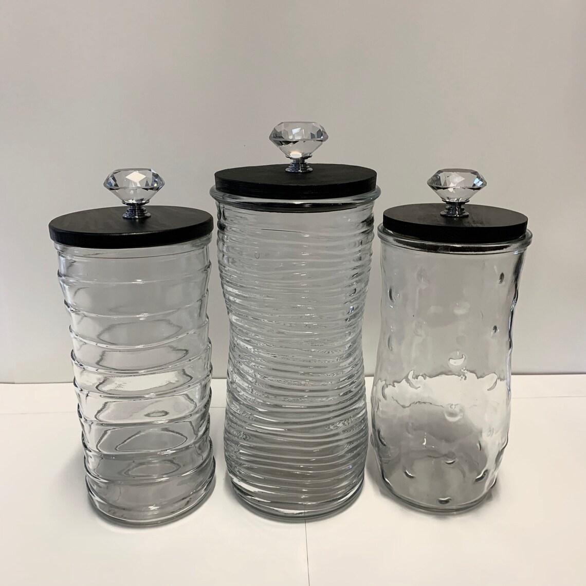 Klare Glas Kanister Set Küche Kanister gemischte Textur große | Etsy