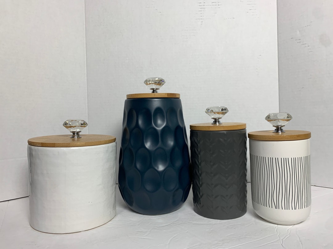 Boho Scandinavian Canister Set With Mixed Textures and Colors / Bamboo ...