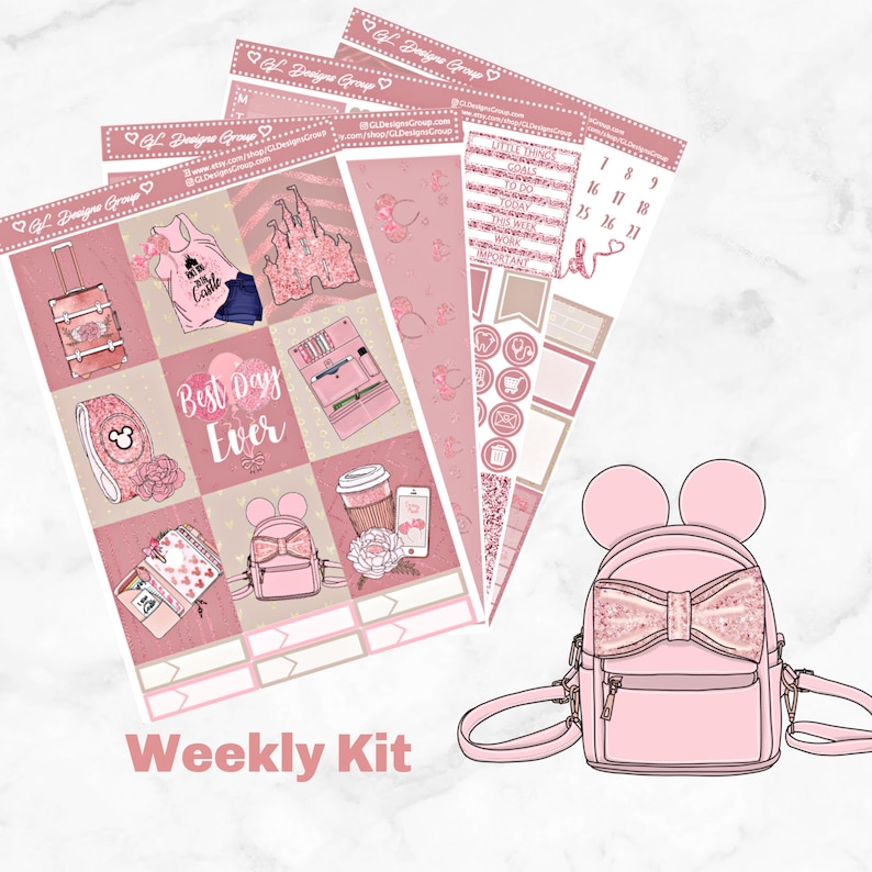 FREE Foiled Header Stickers K-18-0104 Erin Condren Planner Stickers Disney Best Day Ever-Weekly kit