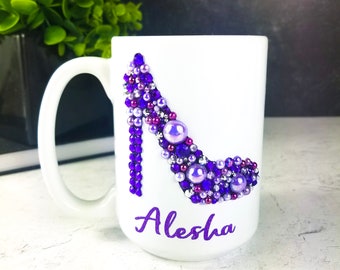Personalized Bling High Heel Coffee Mug (Many Color Options)