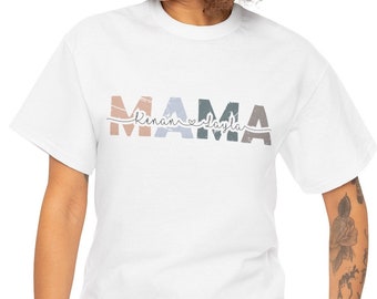 Personalized Mama T-Shirt – Custom Kids' Names, Mother's Day Gift