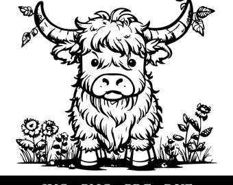 Paquete de archivos SVG de vacas de las Highlands – Archivos vectoriales de corte (descarga digital)