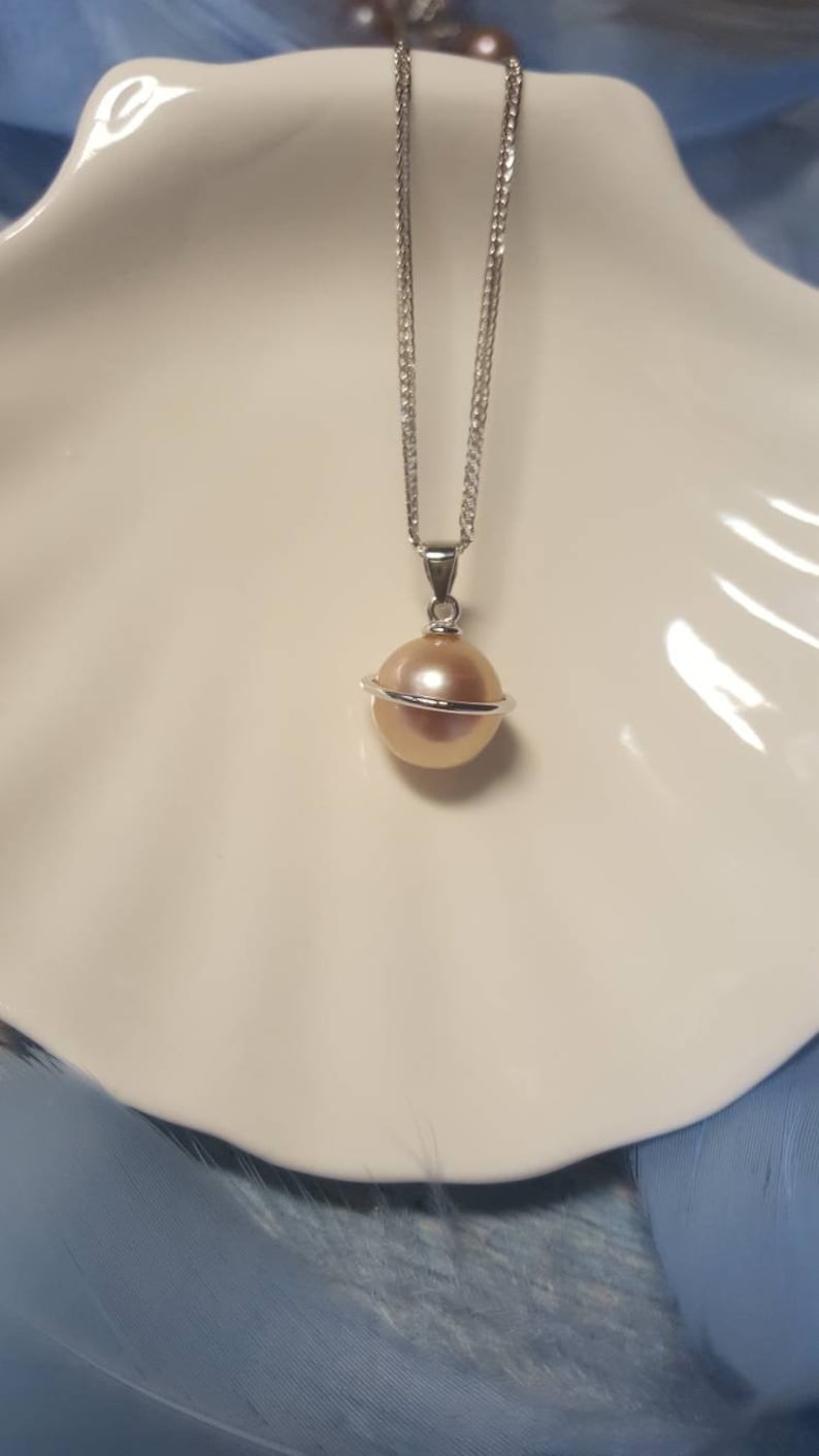 Thanksgiving Christmas Gift Pearl Pendant Big Freshwater Pearl Edison pearl 925 sterling silver pendant Pearl Jewelry