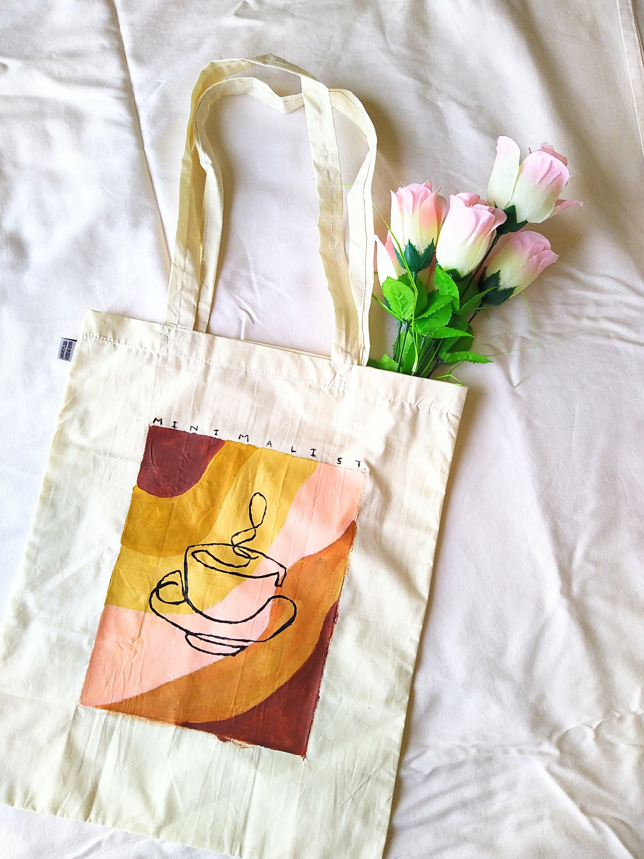 Minimalist Tote Bag Handpainted Bag Ecofriendly bag Cotton Etsy