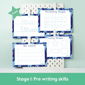 Personalised Pre-Writing Practice Mat (Stage 1): Wipeable Learn To Write Name Tracing Set image 1