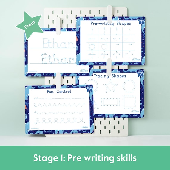 Personalised Pre-Writing Practice Mat (Stage 1): Wipeable Learn To Write Name Tracing Set